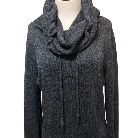 Telluride Clothing Womens Charcoal Wool Blend Cowl Neck Long Sleeve Dress Sz L - Picture 2 of 12